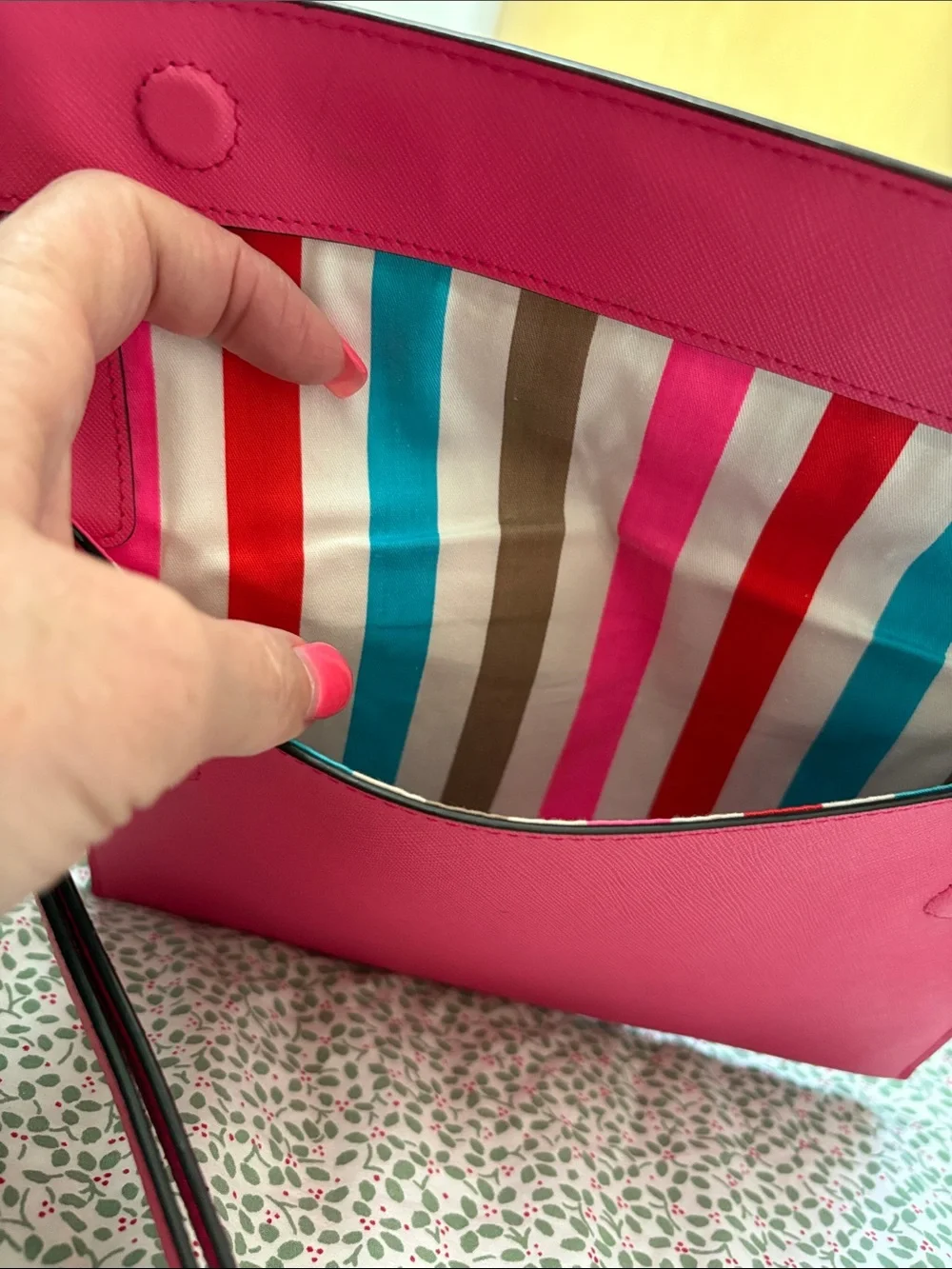 kate spade Hot Pink Saffiano Leather Wristlet Clutch